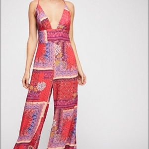 FREE PEOPLE Margarita Patchwork Jumpsuit Size 8